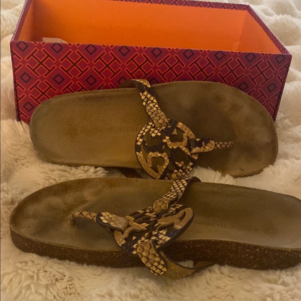 Tory Burch Miller Cloud Stamped Snake Print Sandals